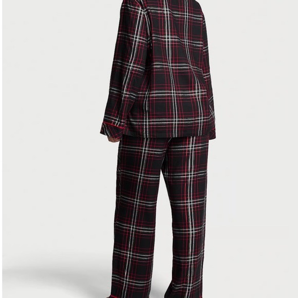 Victoria's Secret Flannel Long Pajama Set Black Red White Plaid Signature PJ S - Picture 5 of 10